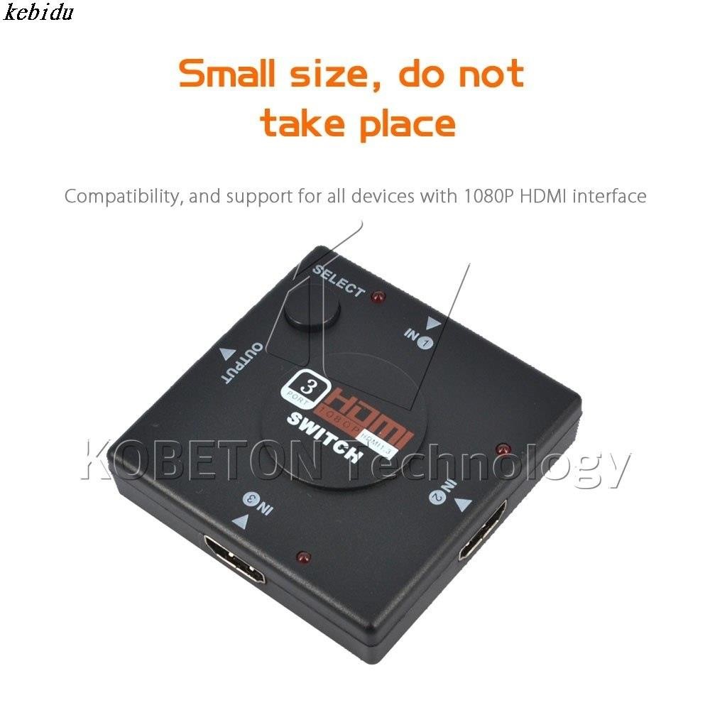 kebidu Mini 3 Port HDMI Switch Switcher HDMI Splitter 3 input 1 Output Box HDMI Selector Port Adapter Converter for HD TV 1080P