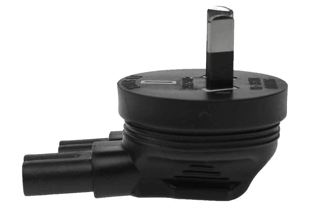 SF Cable, 2 Prong Right-Angle Plug Adapter, IEC 60320-C7 receptacle to Australia AS3112