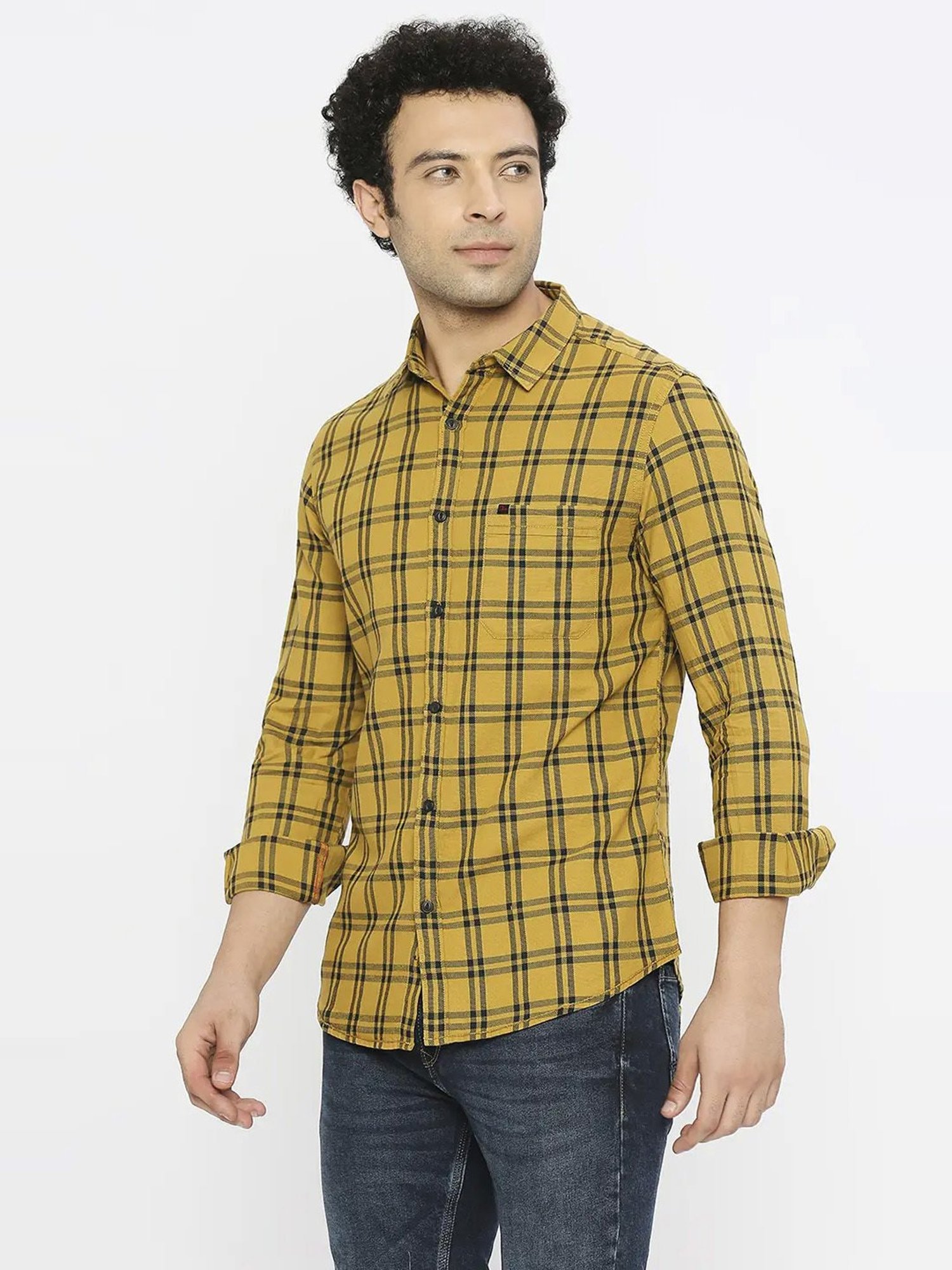 Kuons Avenue Cobalt Blue Slim Fit Denim Shirt