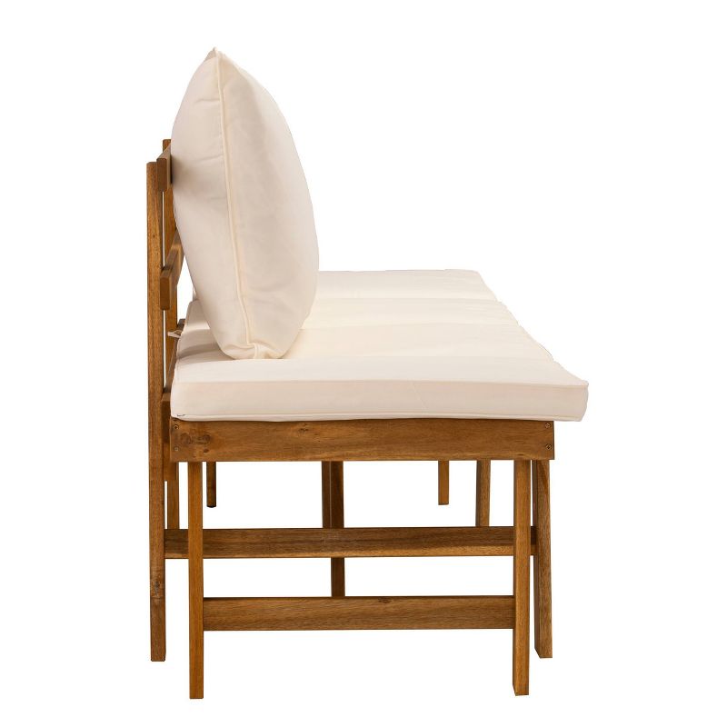 Dolavan Indoor/Outdoor Convertible Lounge Chair/Bench - Natural and White - Holly & Martin