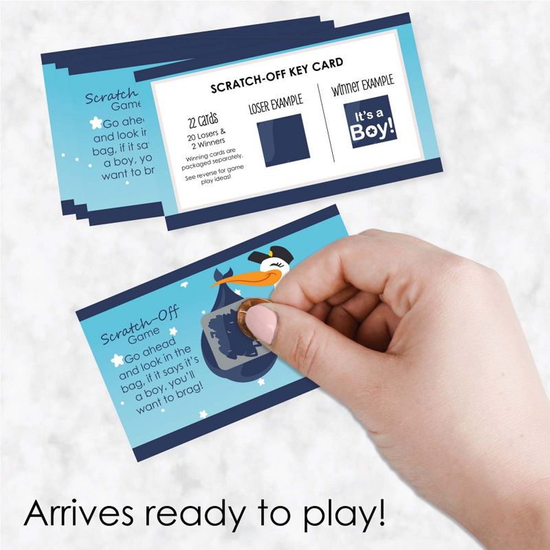 Big Dot of Happiness Boy Special Delivery - Blue It's a Boy Stork Baby Shower Game Scratch Off Cards - 22 Count