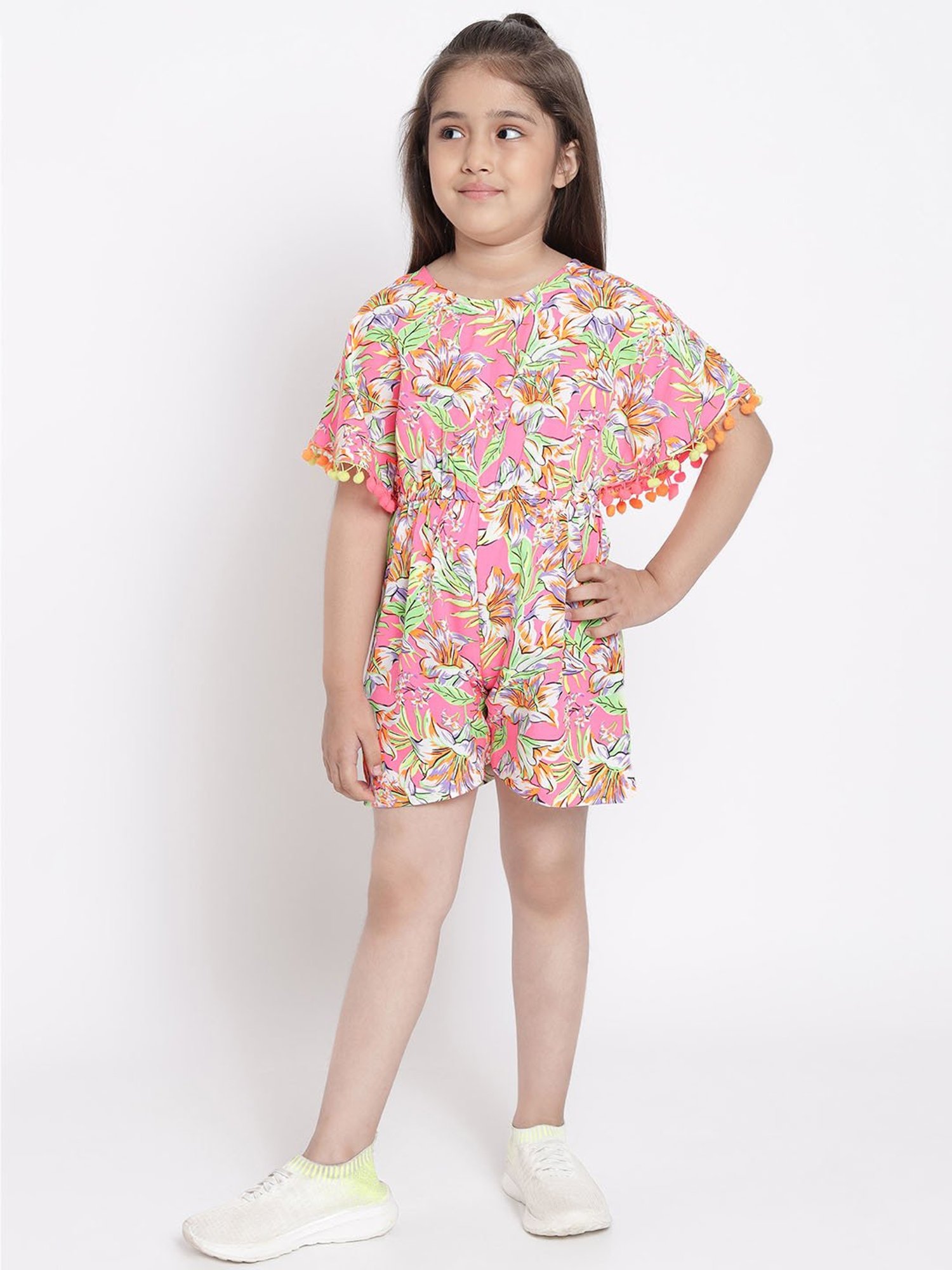 Nauti Nati Kids Pink Printed Jumpsuit