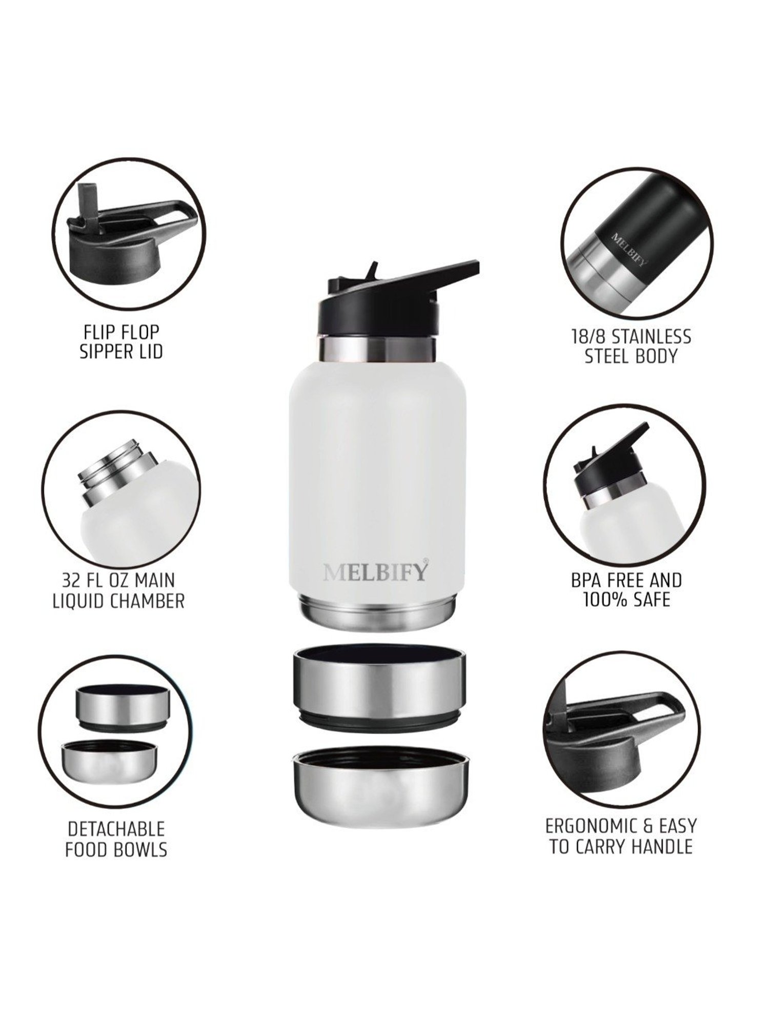Milton Elfin Silver Stainless Steel Insulated Water Bottle (160 ml) - Set of 1