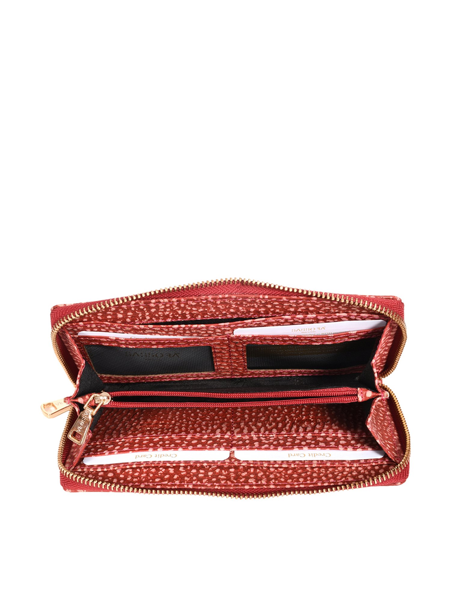 SASSORA Red Printed Rfid Wallet for Women