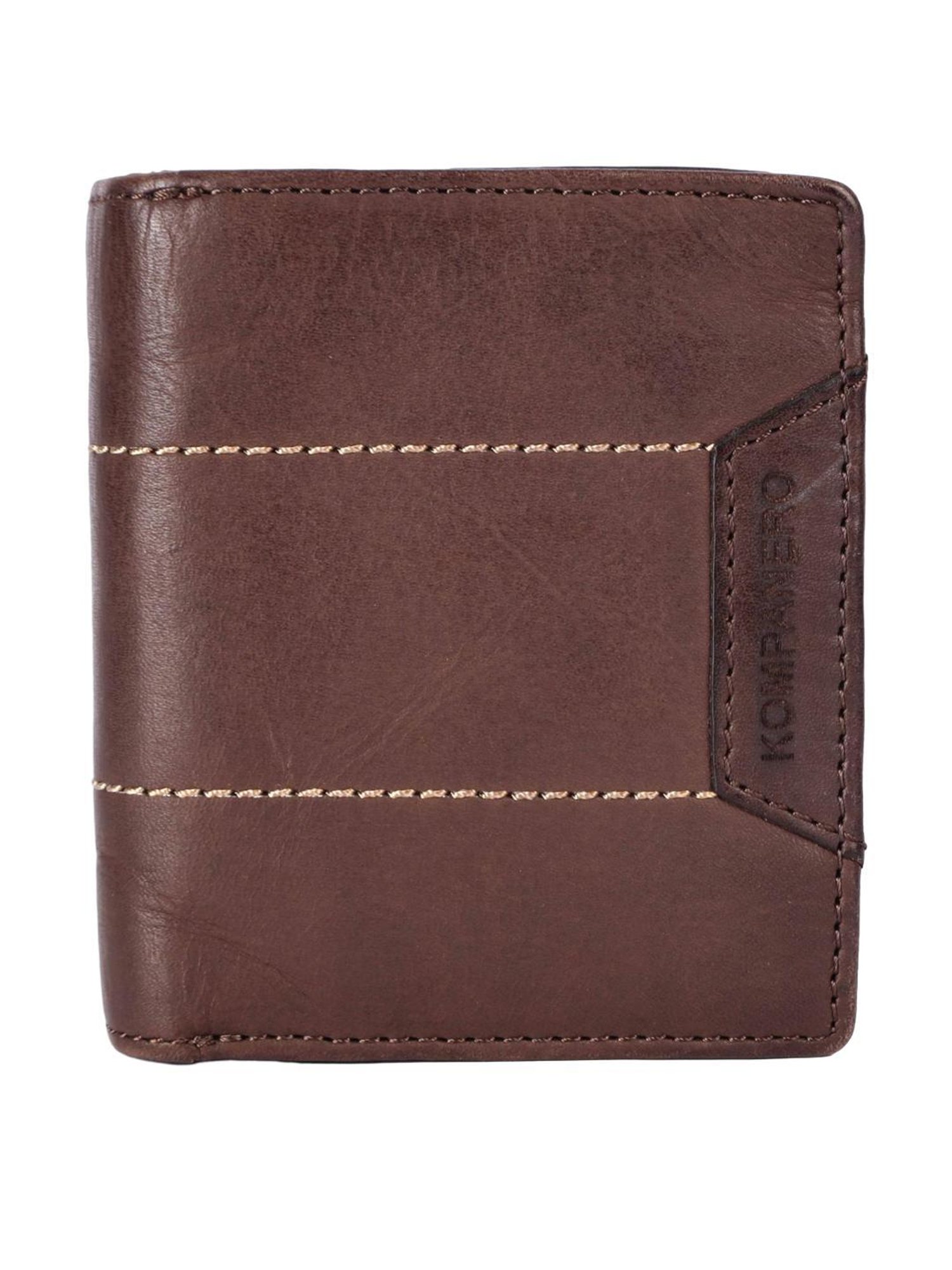 KOMPANERO LEO Dark Brown Solid Tri-Fold Wallet
