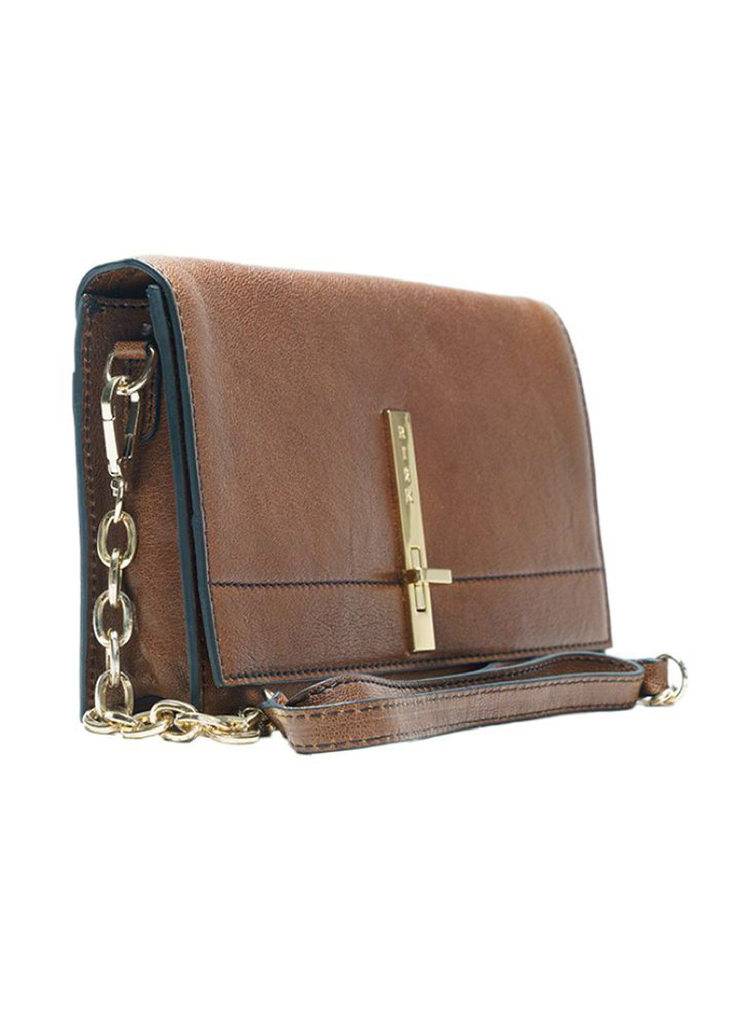 RI2K London Brown Leather Medium Cross Body Bag