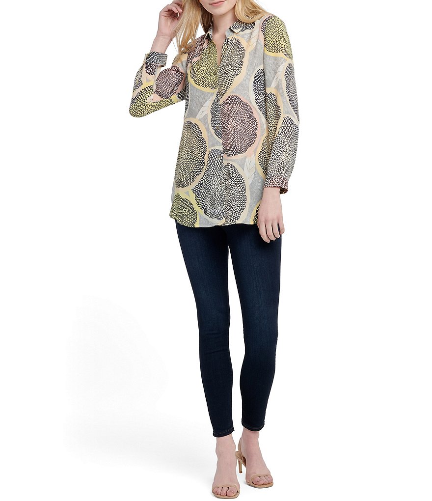 NIC + ZOE Long Sleeve Collar Citrus Shirt