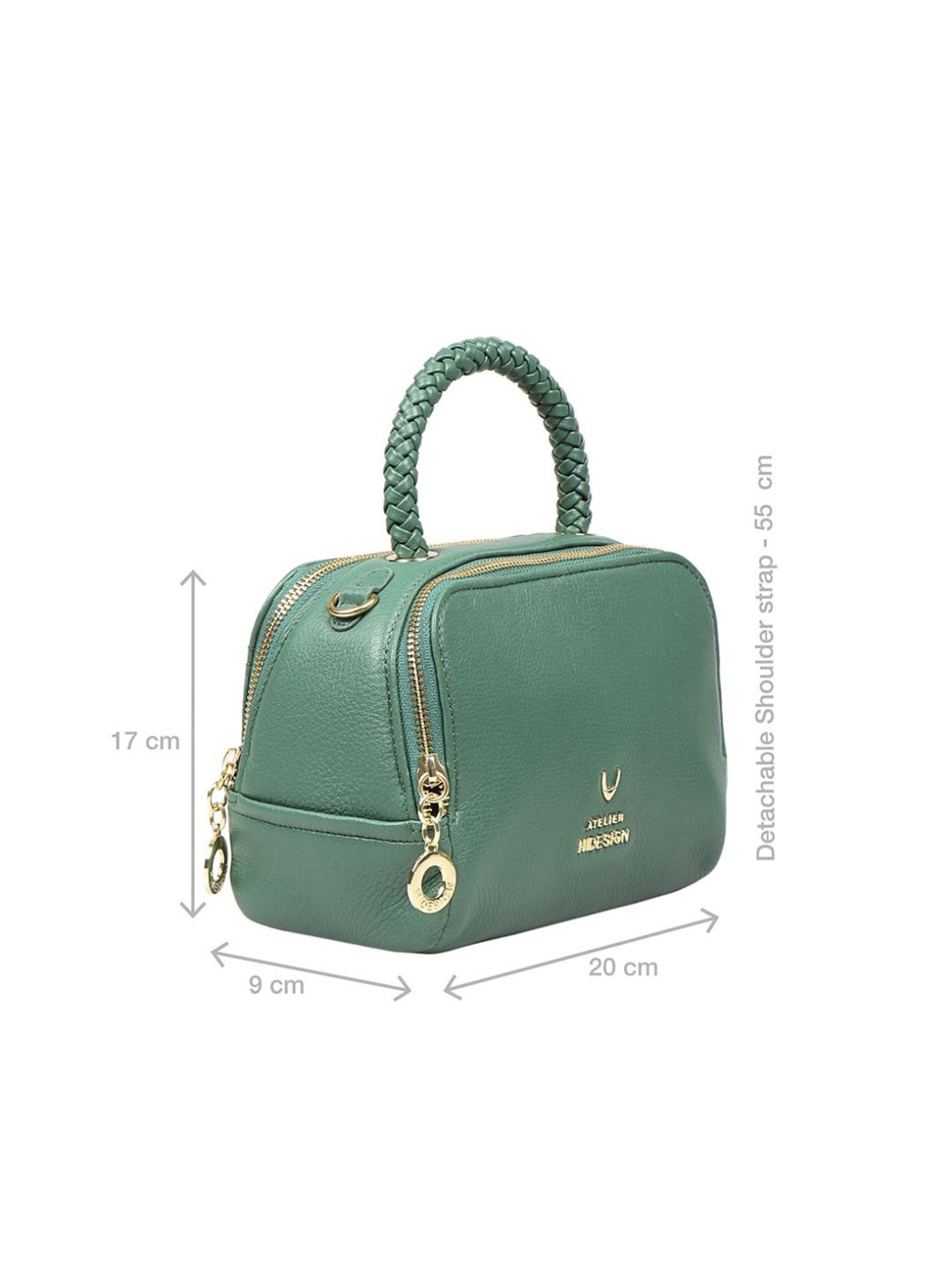 Hidesign Atelier Callas 04 Green Leather Solid Bowler Handbags