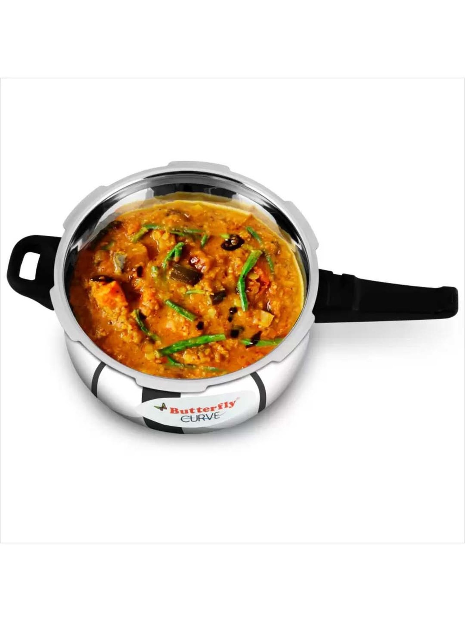 Butterfly Silver Stainless Steel Induction Curve Pressure Cooker (5.5 L)