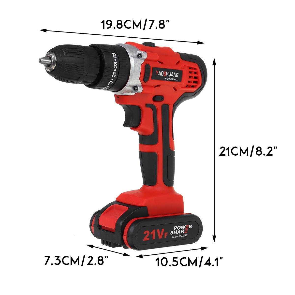 12/18/21V Electric Power Torque Impact Drill Cordless Hammer Screwdriver 25+3 35NM-56NM Power Tool W/ 1pc Battery-US Plug/21V/Impact Capacity Battery