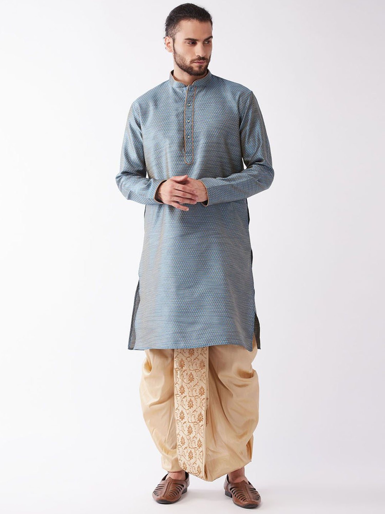 Vastramay White Cotton Straight Fit Embroidery Ethnic Suits