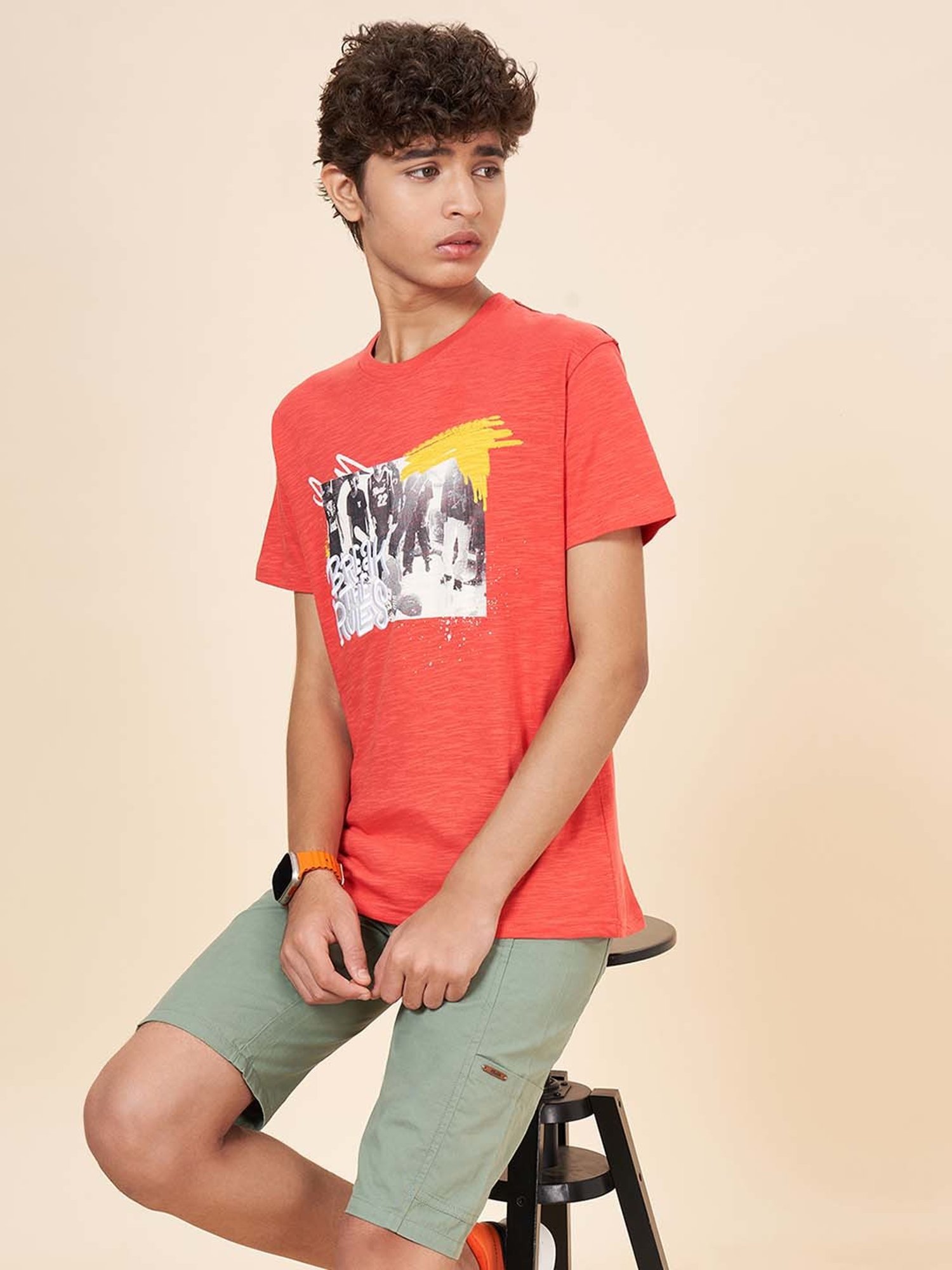 Coolsters by Pantaloons Kids Orange Cotton Printed T-Shirt