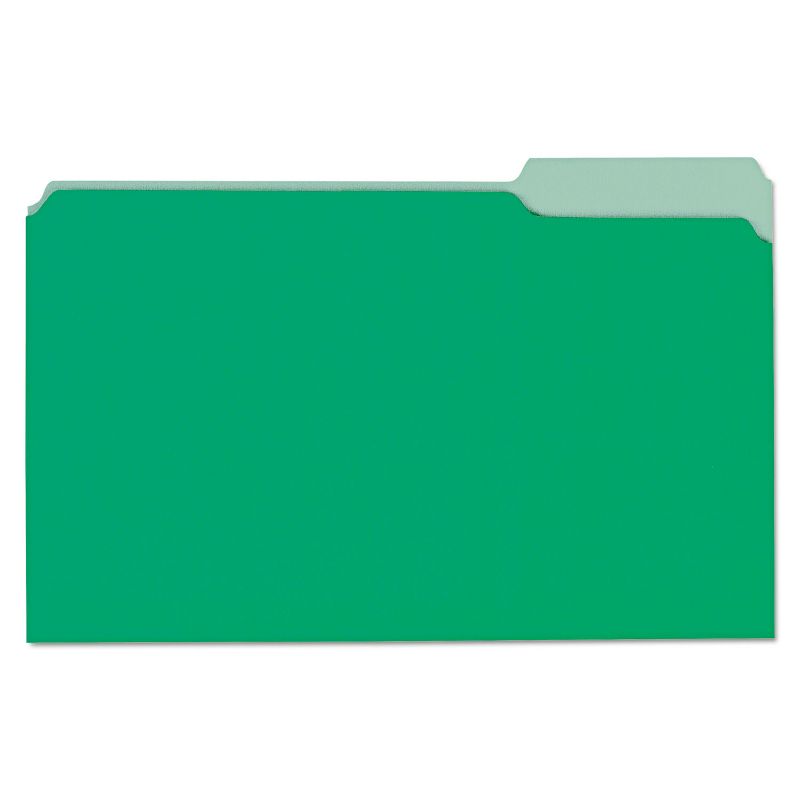 UNIVERSAL File Folders 1/3 Cut One-Ply Tab Legal Bright Green/Light Green 100/Box 10522