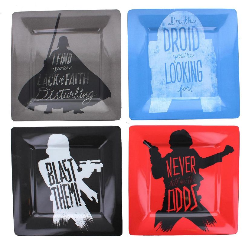 Seven20 Star Wars 4 Piece Melamine Plate Set | Vader | Solo | R2D2 | Stormtrooper