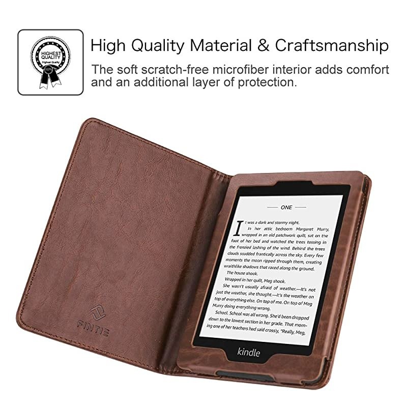 Folio Case for Kindle Paperwhite Fits AllNew 10th Generation 2018 All Paperwhite Generations Book Style Vegan Leather Shockproof Cover with Auto SleepWake Vintage Brown