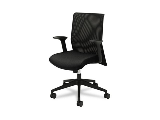 HON Wave Mesh High-Back Task Chair, with Height-Adjustable Arms, in Black (HVL702)