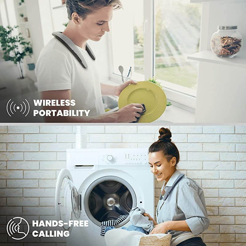 U Premium Personal Wearable Bluetooth Sound System 4 Way Surround Speakers Wireless Rechargeable for Media Music Games Dorm and Office