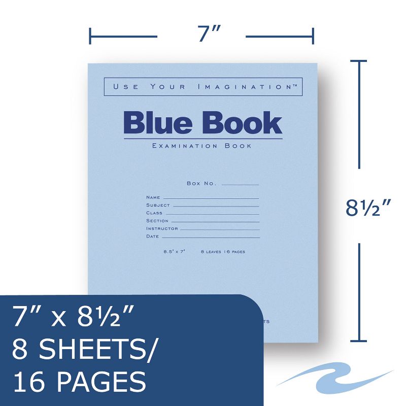Roaring Spring Exam Blue Book Legal Rule 8-1/2 x 7 White 8 Sheets/16 Pages 77512