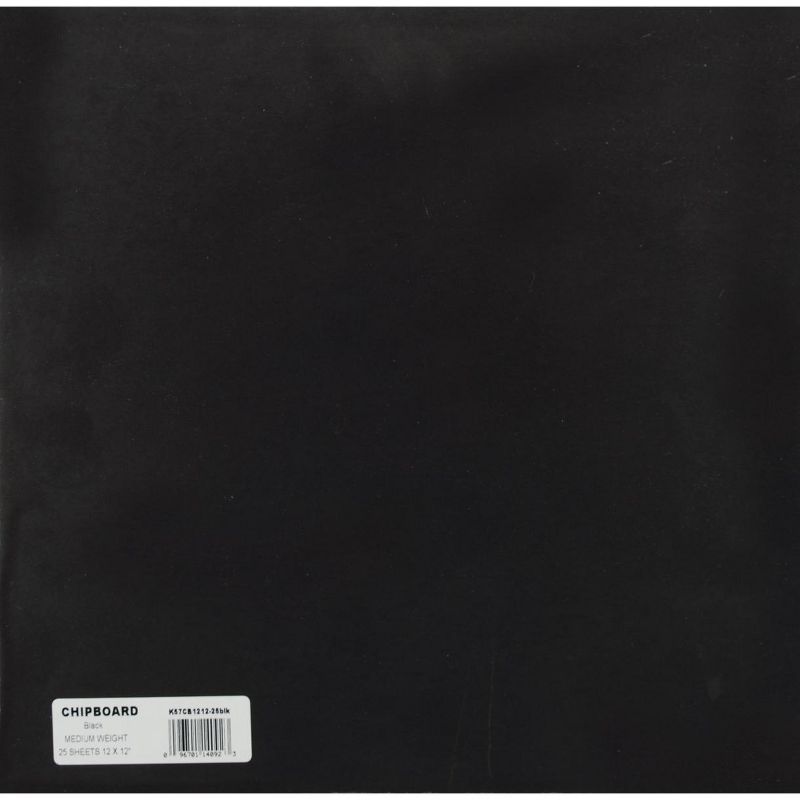 Grafix Medium Weight Chipboard Sheets 12"X12" 25/Pkg-Black