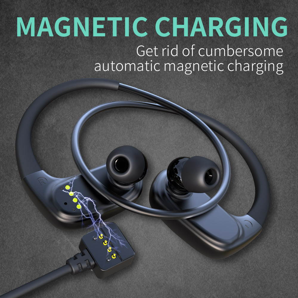 Cyboris IPX8 Waterproof Wireless Stereo Earphone BT Sports Headset Earphones Earbuds with 16GB Memory Card