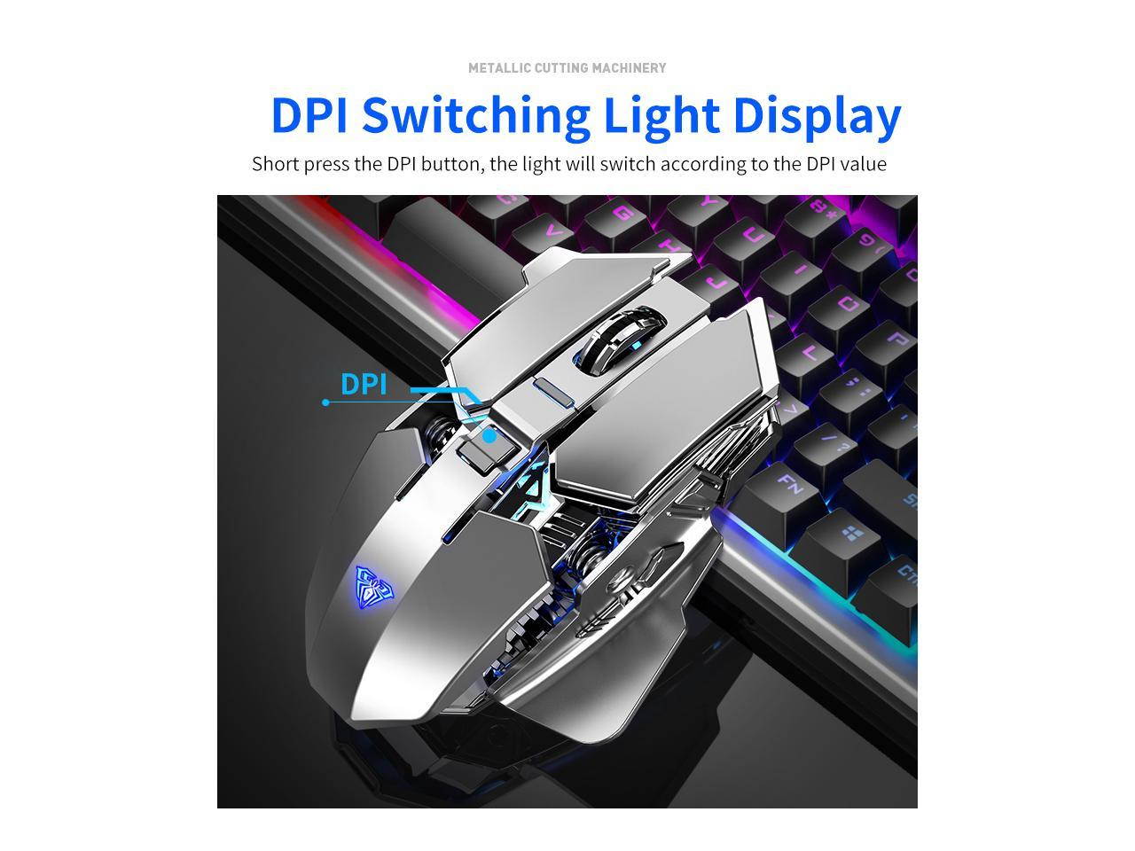 AULA SC300 400mAh Rechargeable 2.4G Wireless Mouse IPS Energy Save 6 Buttons Ergonomic Mice Colorful LED Light for Tablet Phone PC Laptop