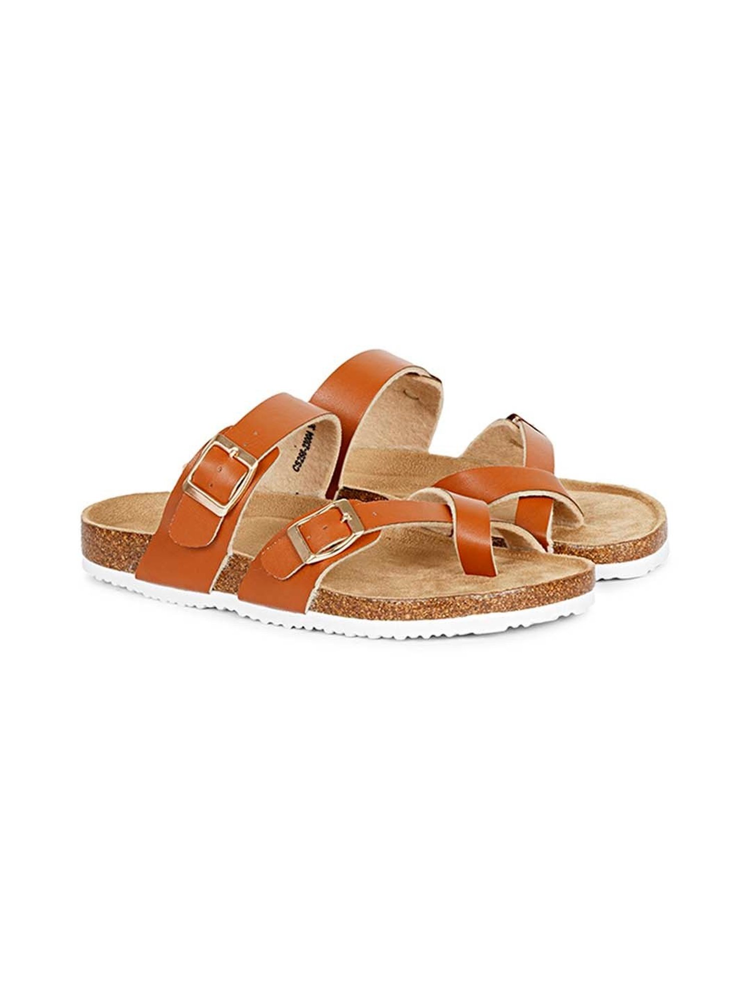 Mozafia Women's Tan Toe Ring Sandals