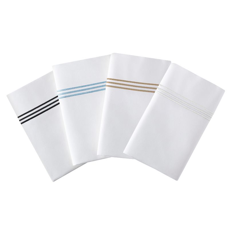 King 2pk Triple Line Solid Pillowcase Set Black - Cassadecor