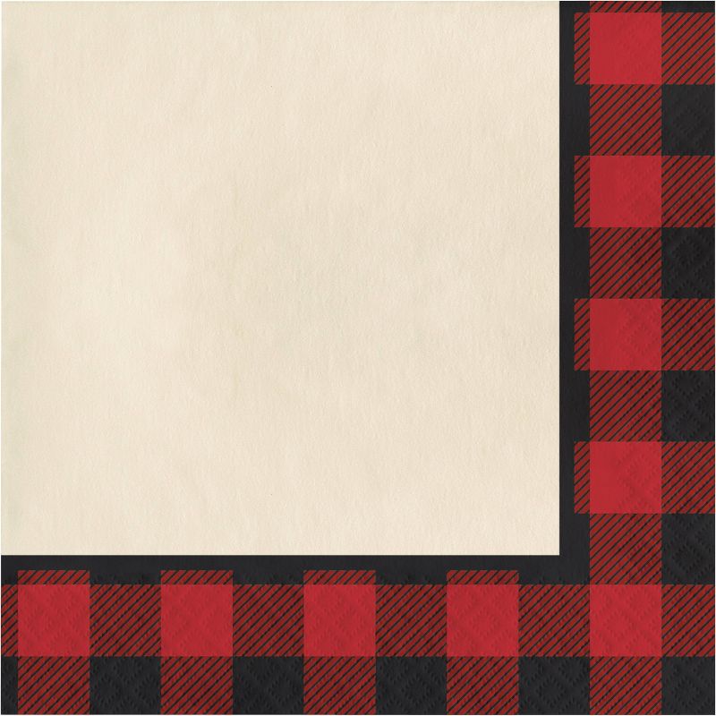 81pk Buffalo Plaid Party Supplies Disposable Dinnerware Set Red/Black