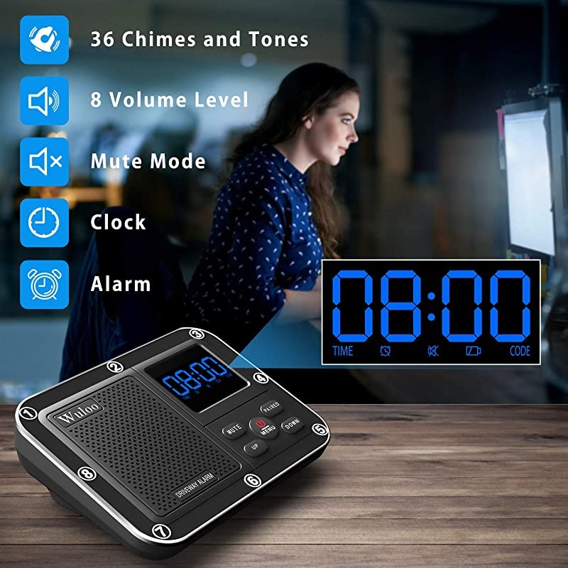 Driveway Alarm Wireless Outside 1800ft Range, Outdoor Motion Sensor & Detector Driveway Alert System with Rechargeable Battery/Weatherproof/Mute Mode(1&2-Brown)