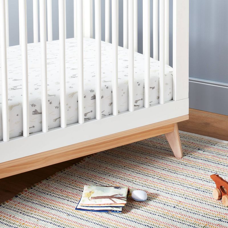 Fitted Crib Sheet Jersey Sheet - Cloud Island™ Giraffes/Dark Gray 2pk