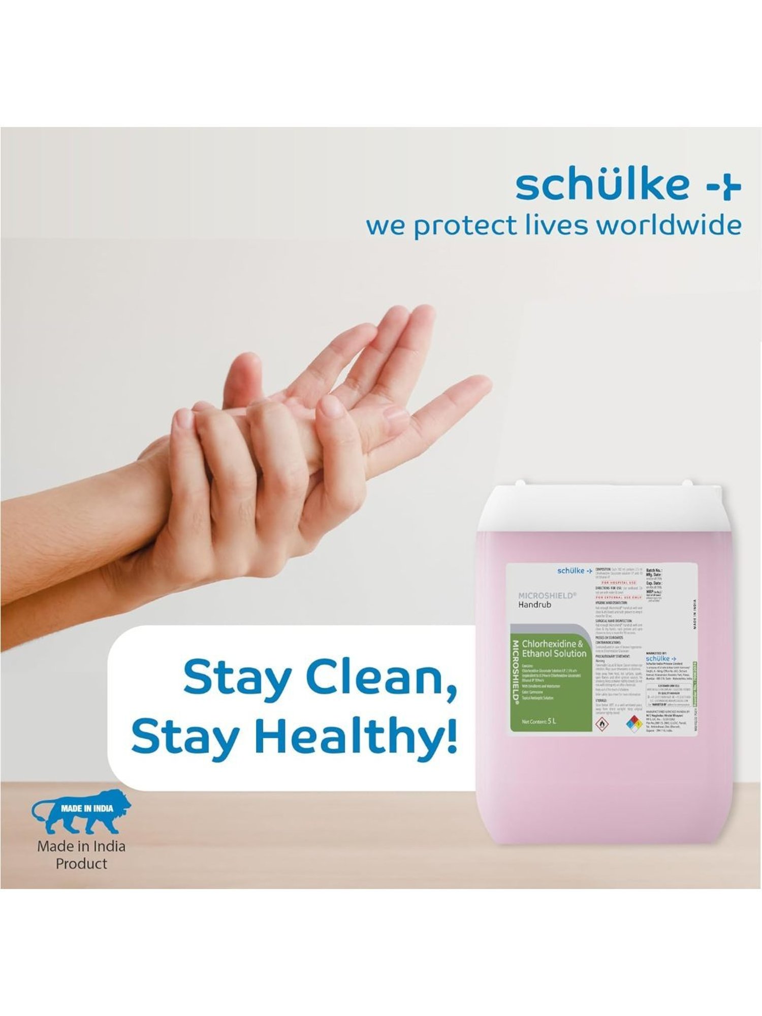 Microshield Handrub with 99.99 Percent Effective Against Germs, Skin Friendly 5 Ltr (Pink)