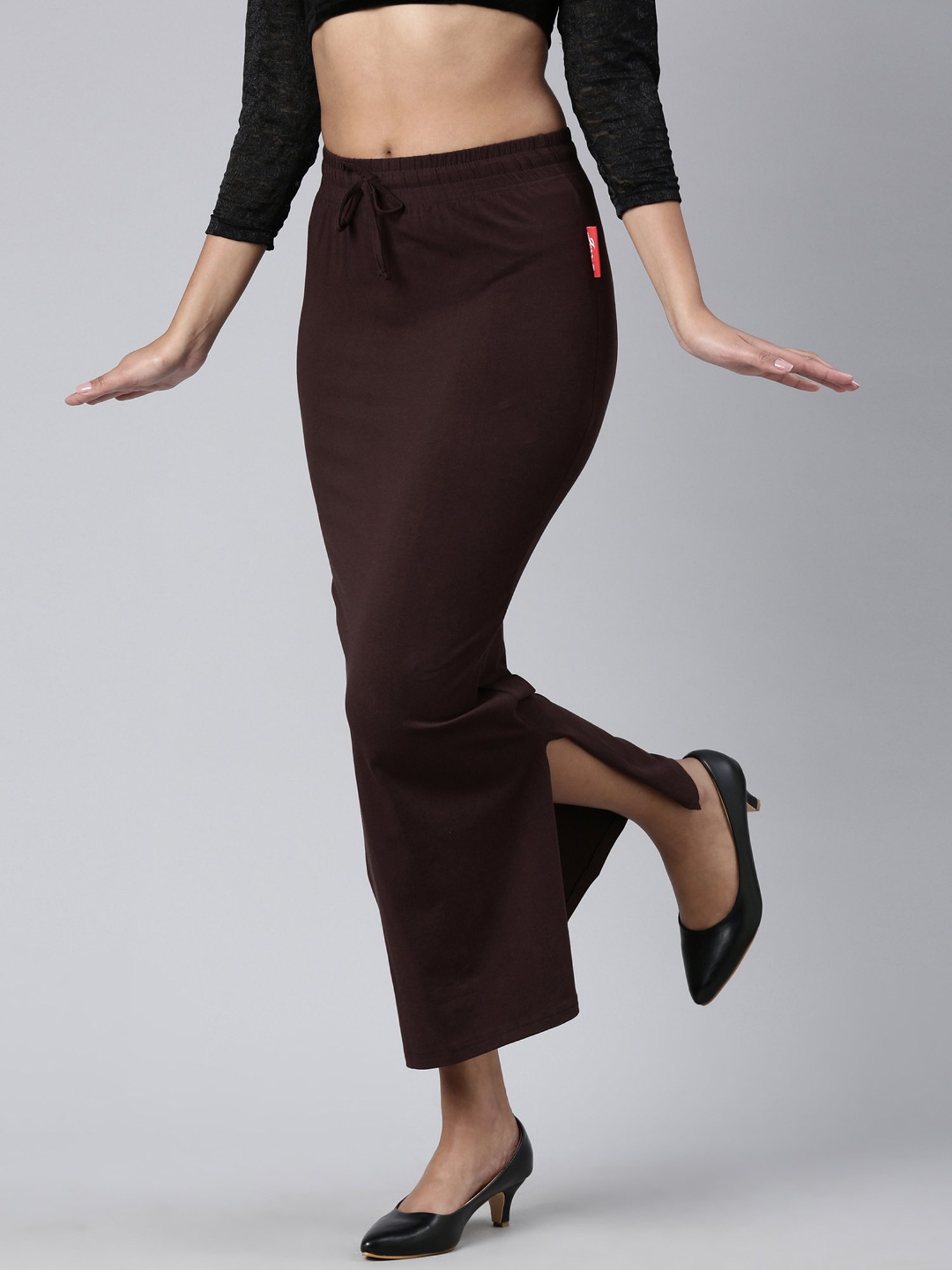 JCSS Brown Cotton Saree Shapewear