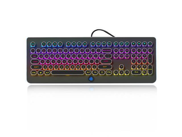 Magic Refiner Mechanical MK9 Gaming Keyboard RGB Retro Keyboard-Blue Switch-LED Backlit - Gold-Plating 108 Key Round Keycaps Anti-Ghosting Mechanical Illuminated Keyboard for PC Gaming and MAC (Black)