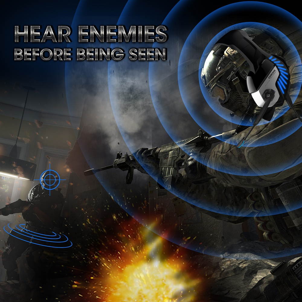 ONIKUMA K5 PRO Wired Headset E-sports Gaming Headset with 50mm Driver Unit Adjustable Microphone HiFi Sound Quality Black&Blue