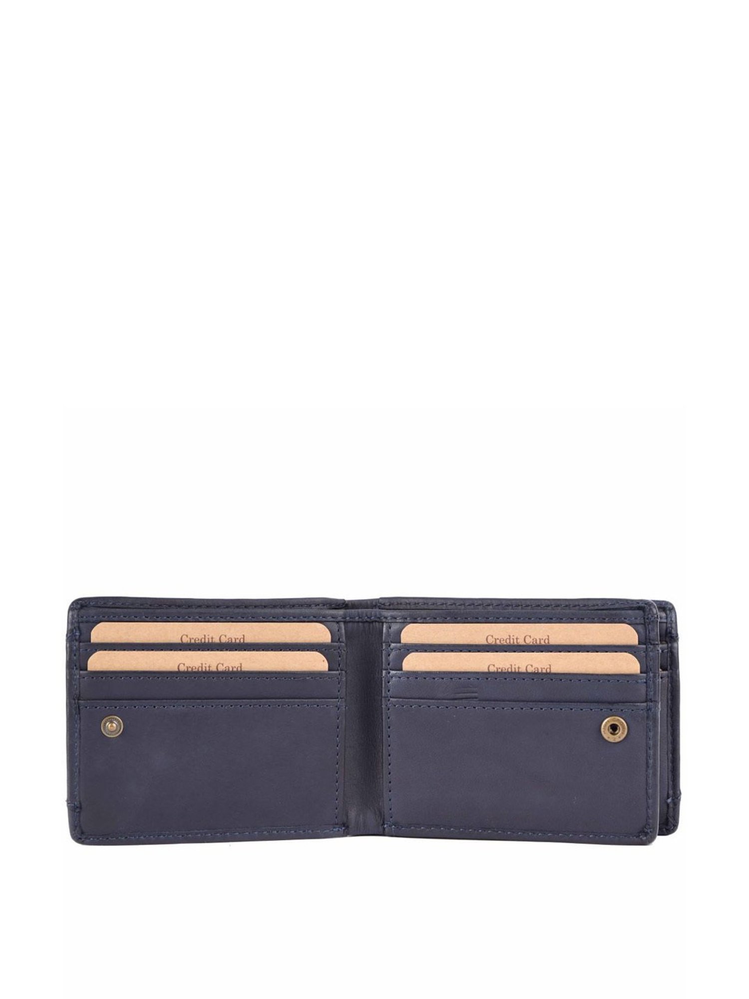 KOMPANERO Leo Blue Leather Textured Bi-Fold Wallet