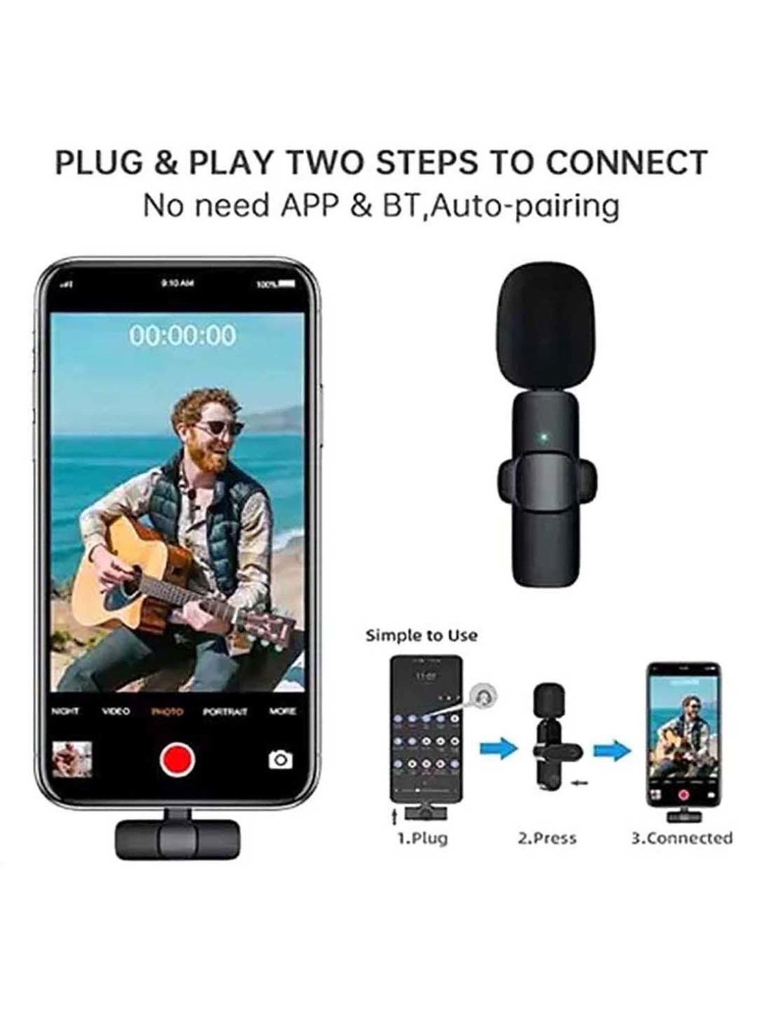 EYNK Type C Supported K8 Wireless Lapel Collar Mic Microphone