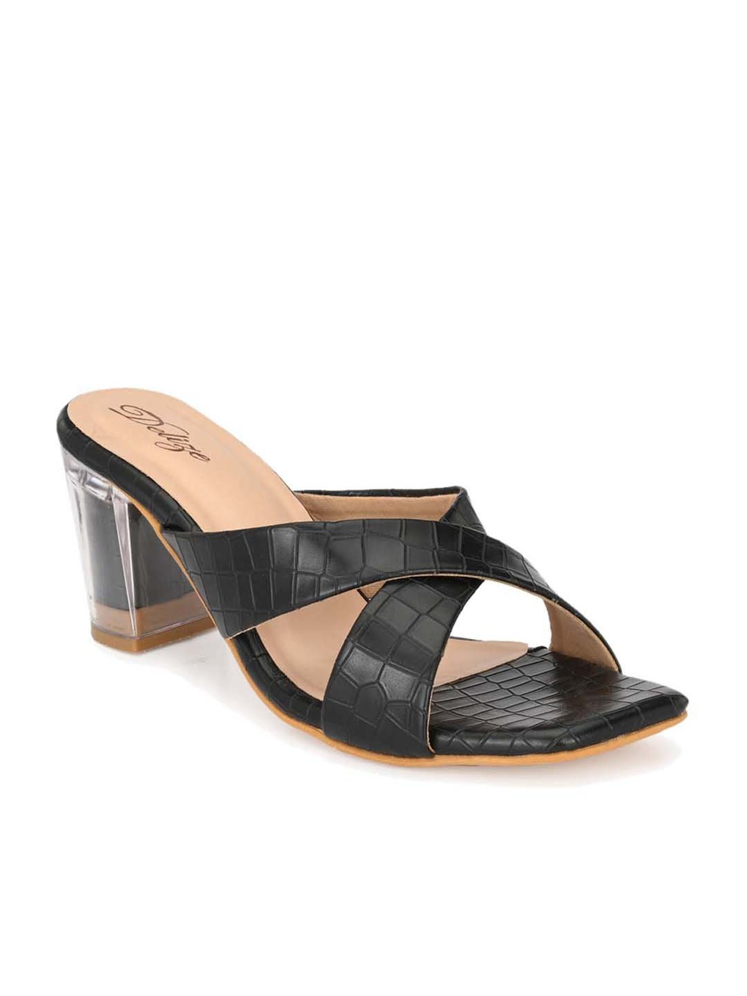 Delize Women's Black Cross Strap Sandals