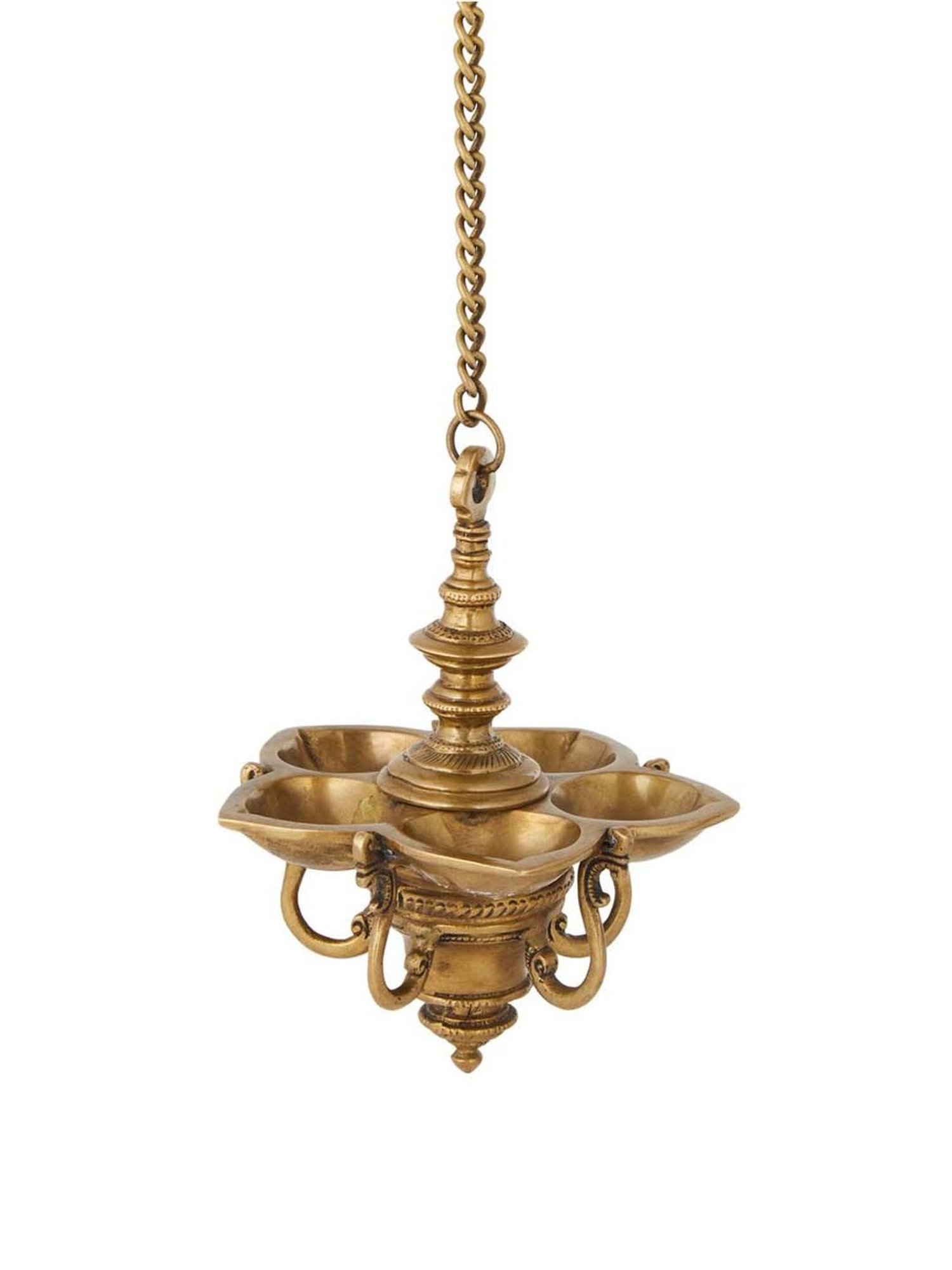 Fabindia Antique Brass Metal Small Mehnoor Hanging Oil Lamp