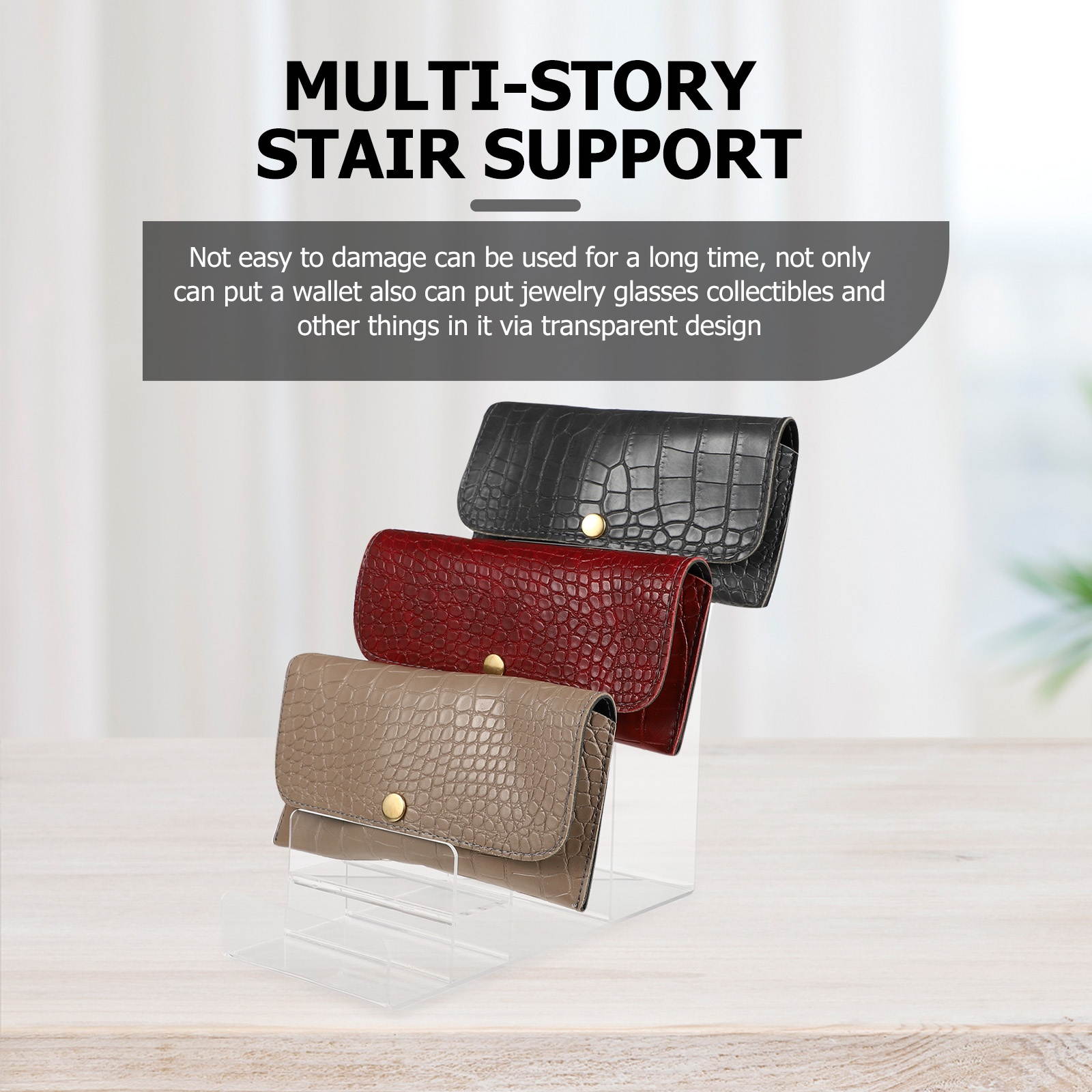 1Pc Transparent Multifunctional Trapezoidal Practical Acrylic Wallet Holder Rack Wallet Holder Stand Storage Rack for Home