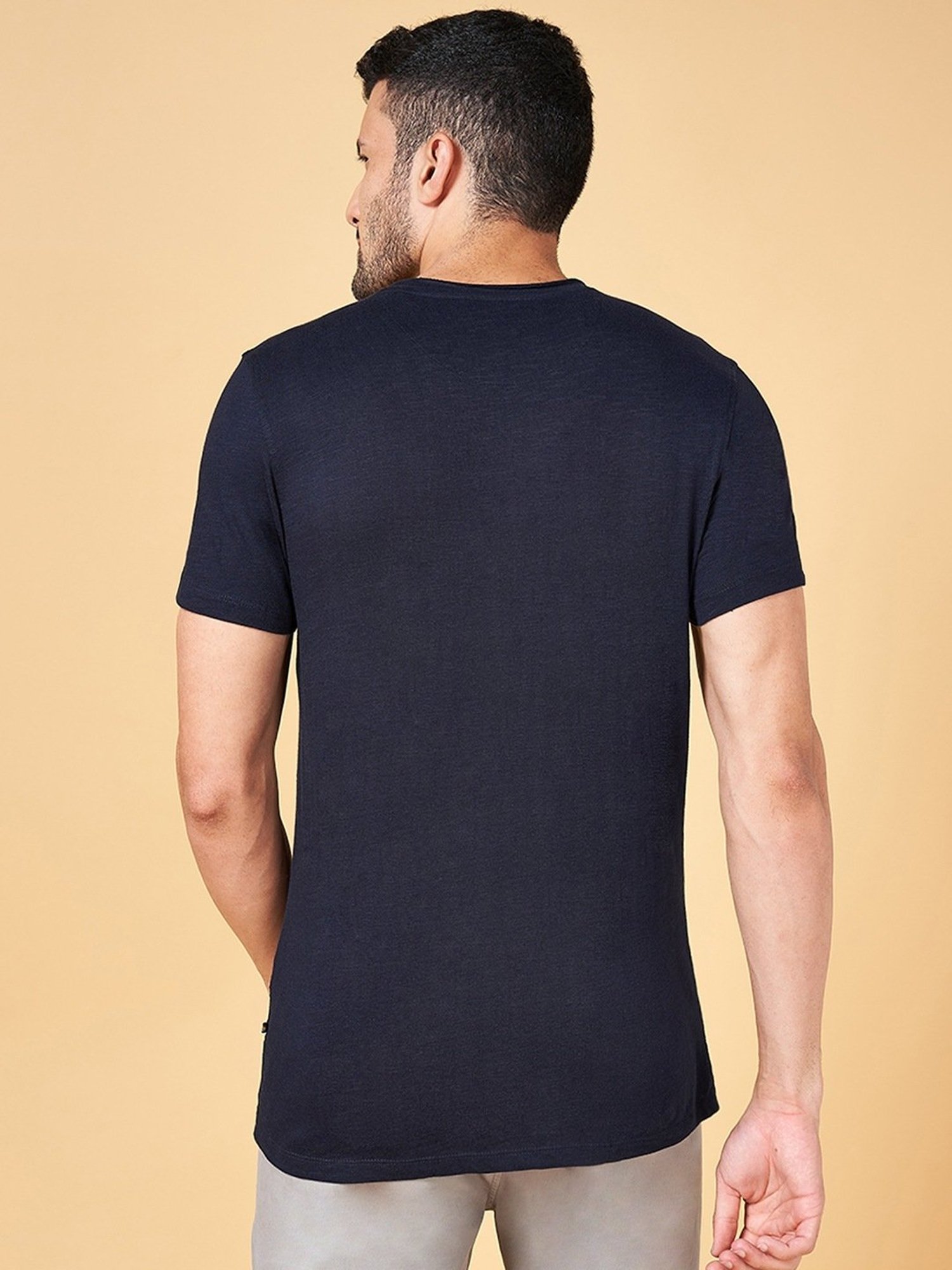 Urban Ranger by Pantaloons Navy Cotton Slim Fit T-Shirt