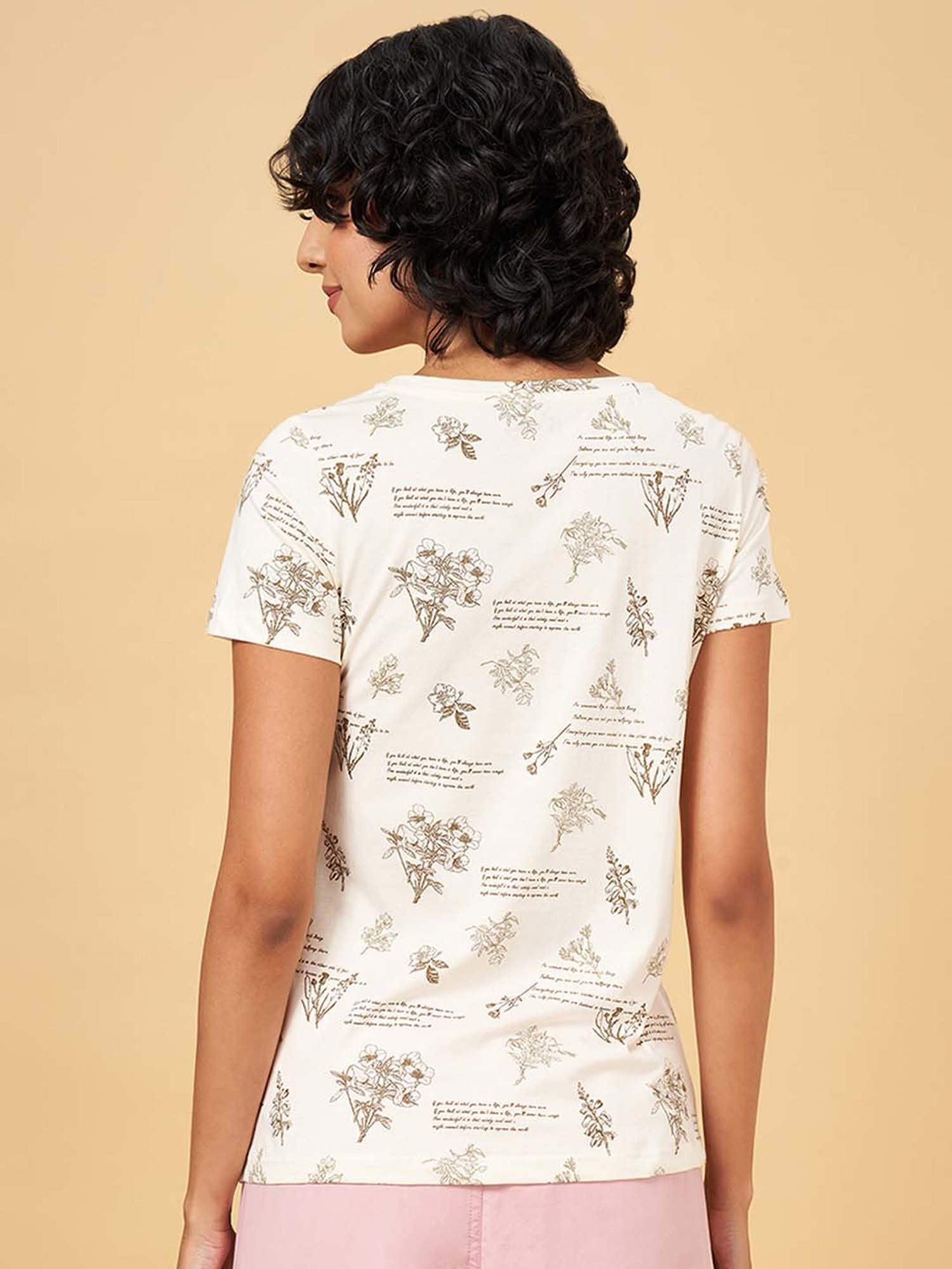 Honey by Pantaloons White Cotton Printed T-Shirt