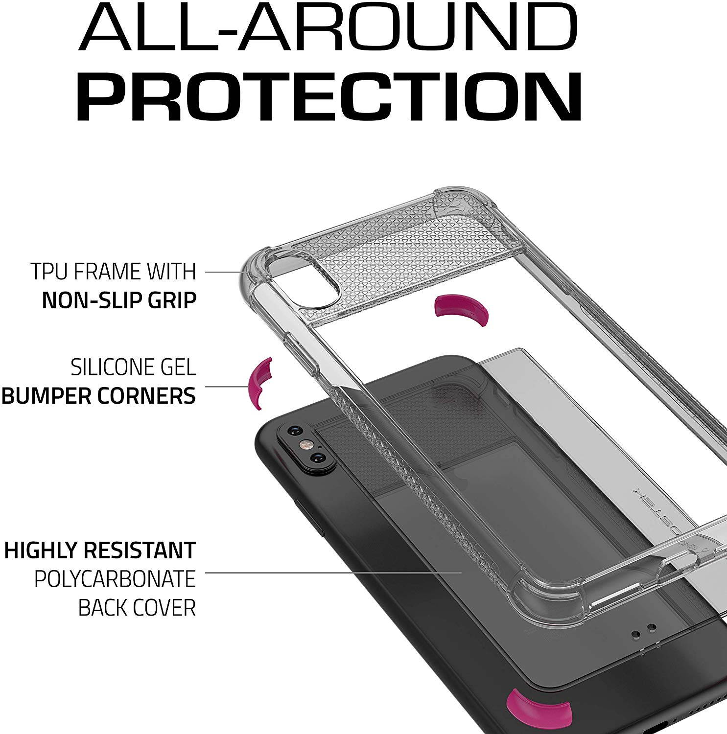 Moshi Vitros Clear Case for iPhone 11 - For Apple iPhone 11 Smartphone - Clear, Raven Black - High Gloss
