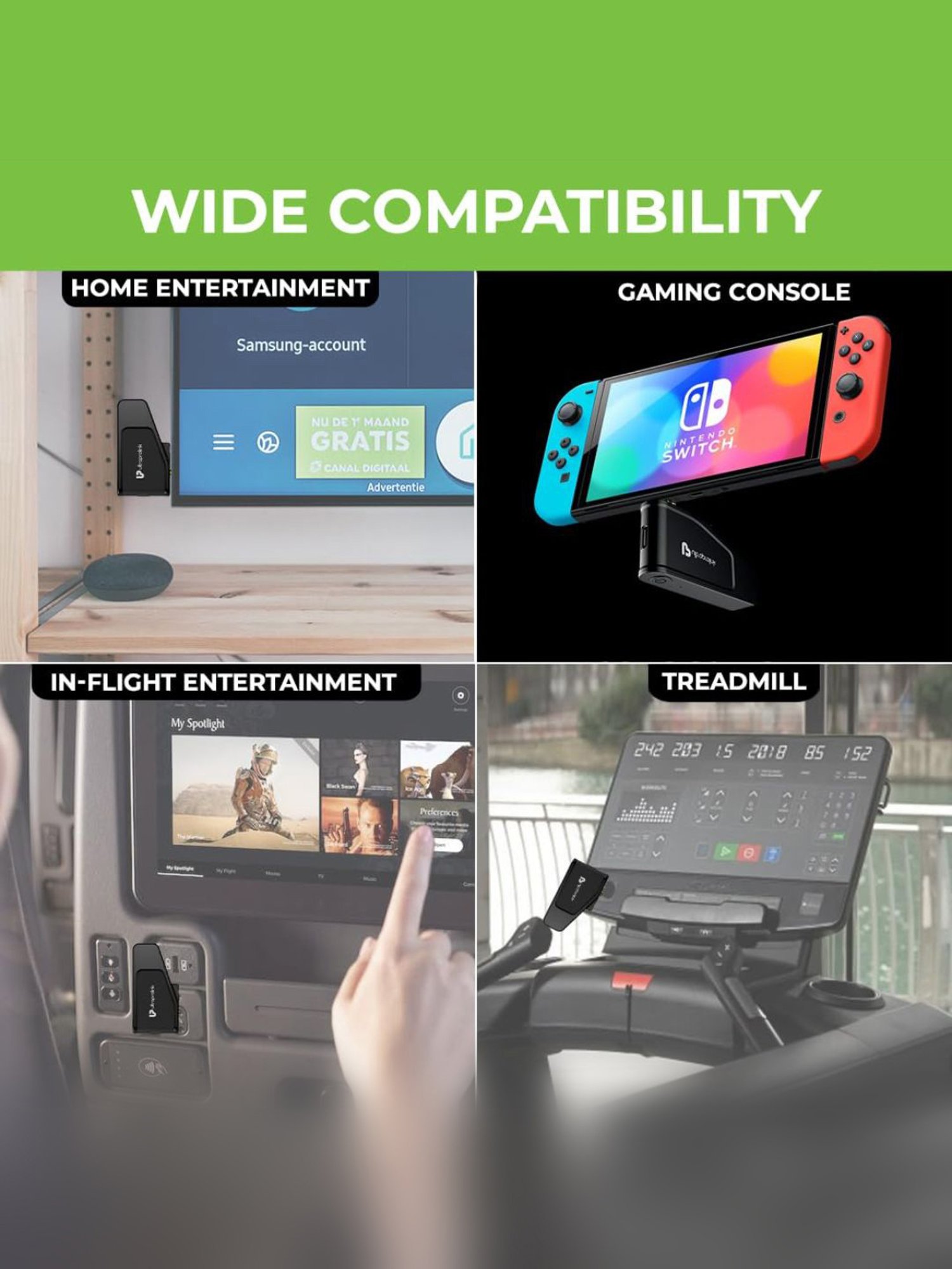 UltraProlink Air-Tunes Duo UM1161 Adapter for up to 2 AirPods & Headphones (Black)