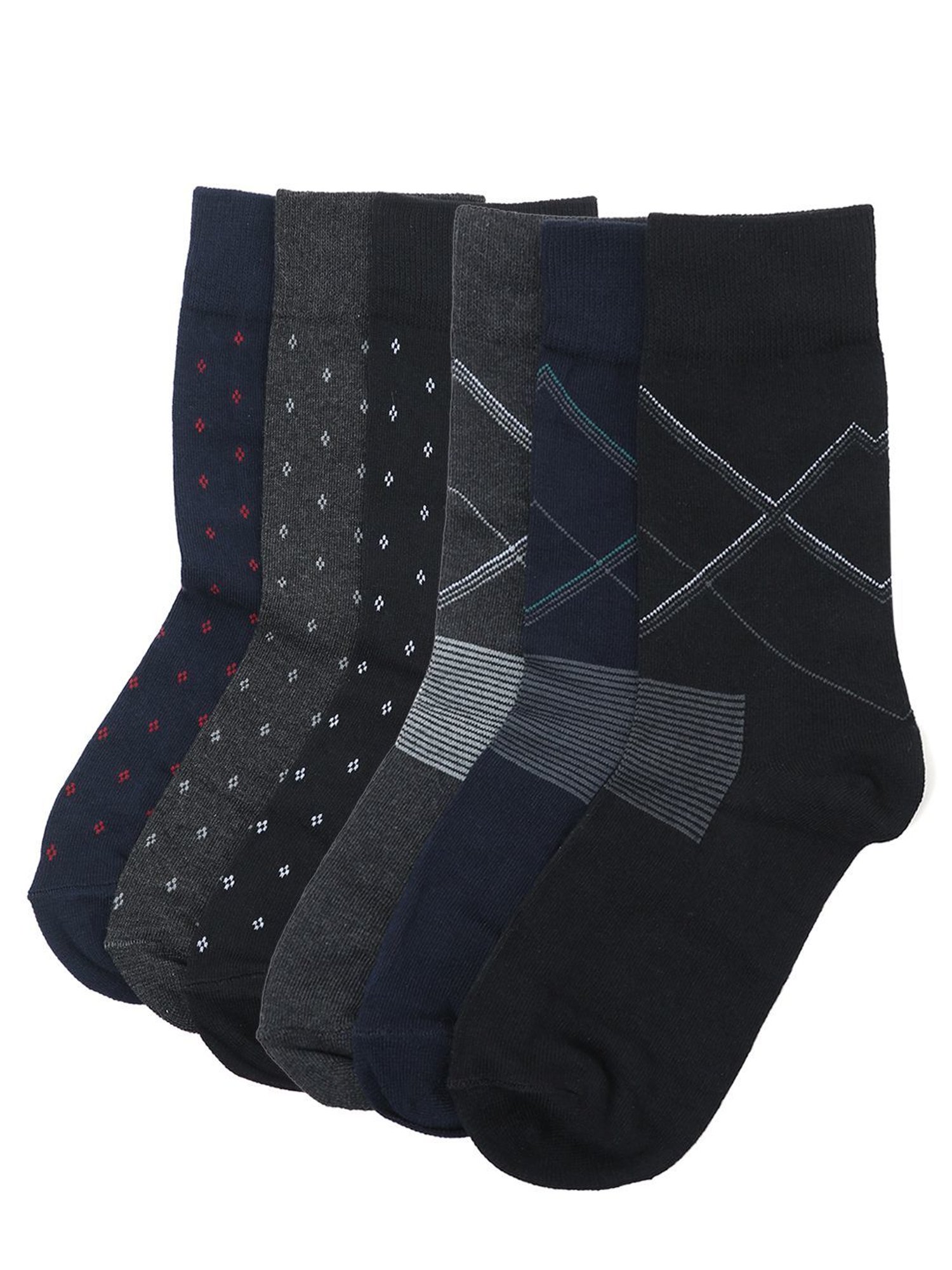 Crusset Multicolor Cotton Polyblend Printed Socks - Pack of 6