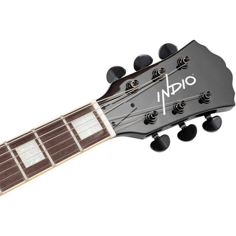 Monoprice Indio Boardwalk Flamed Maple Hollow Body Electric Guitar - Charcoal, With Gig Bag