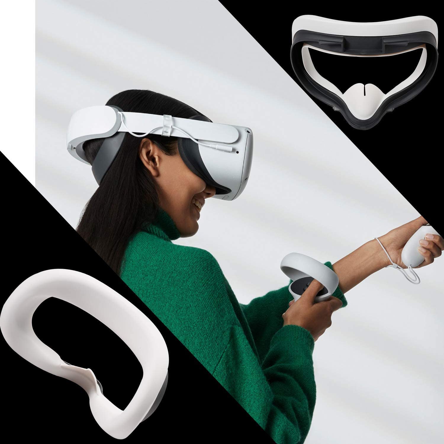 Newest VR Silicone Interfacial Cover for Oculus Quest 2 Face Protect Skin Sweatproof Lightproof Anti-Leakage