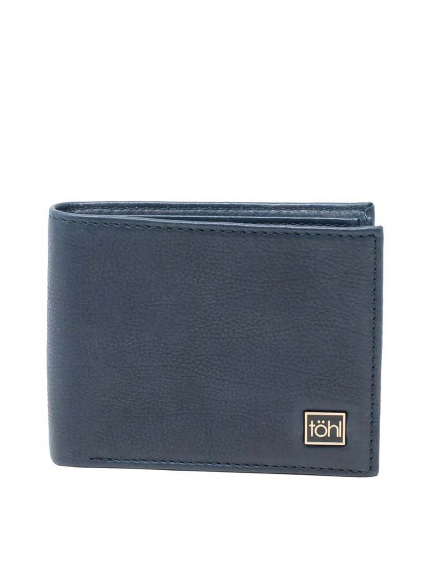 Tohl Navy Casual Leather Bi-Fold Wallet for Men