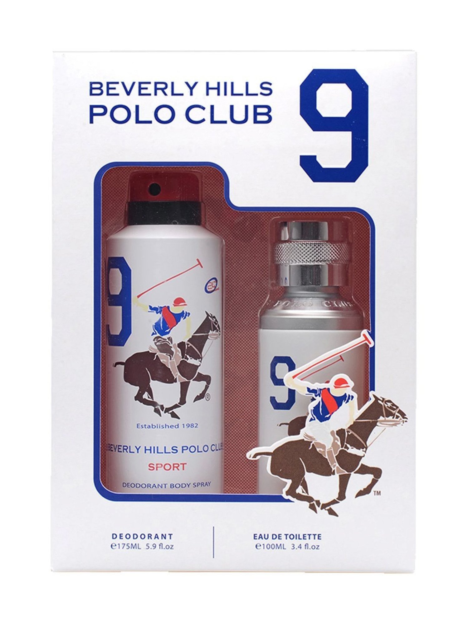 Beverly Hills Polo Club Sport No.9 Gift Set for Men with Eau De Toilette & Sport Deo