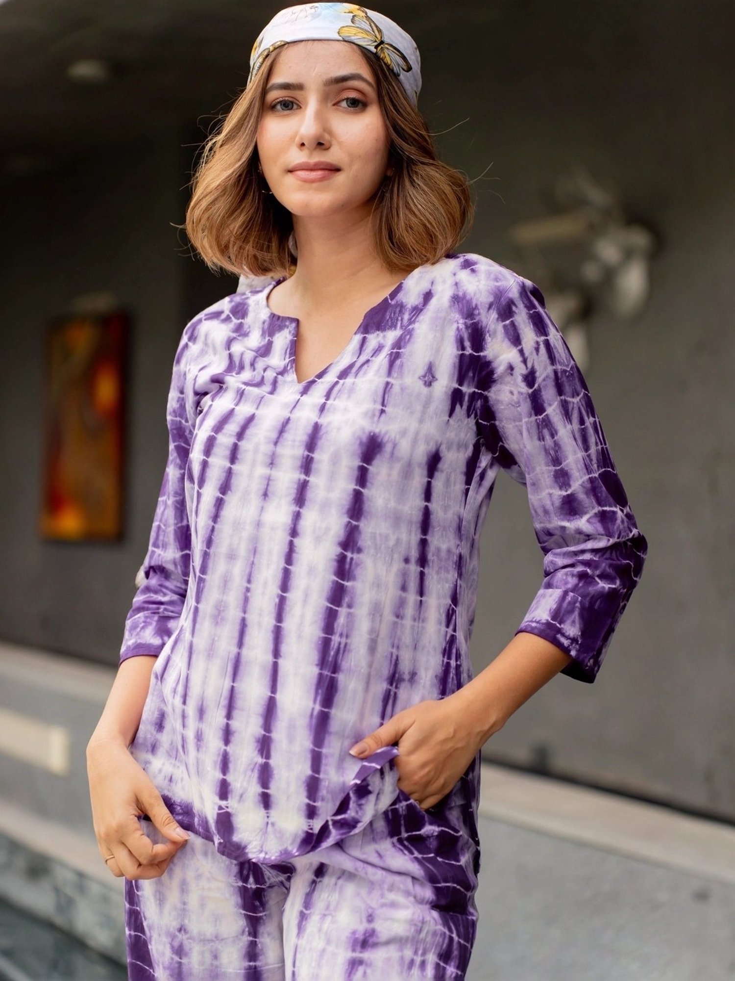 MIRCHI FASHION Purple Cotton Printed Top Pant Set