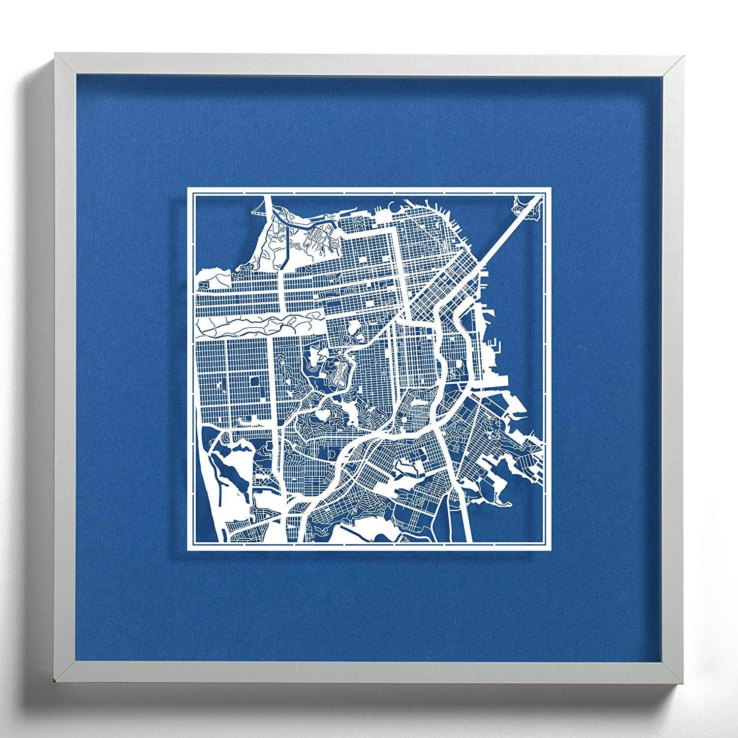 San Francisco Paper Cut Map by O3 Design Studio White 12x12 inches Paper Art